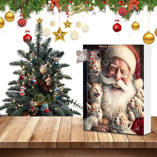 Advent Calendar 2024 Christmas Tree Cat Pendant 24 Days Chri