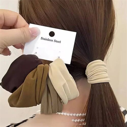 4 Set Solid Widen Thicken Hair Band Ropes Women tail Holder