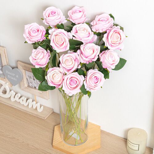 5pcs Artificial Rose Flowers Silk Long Branch Bouquet for