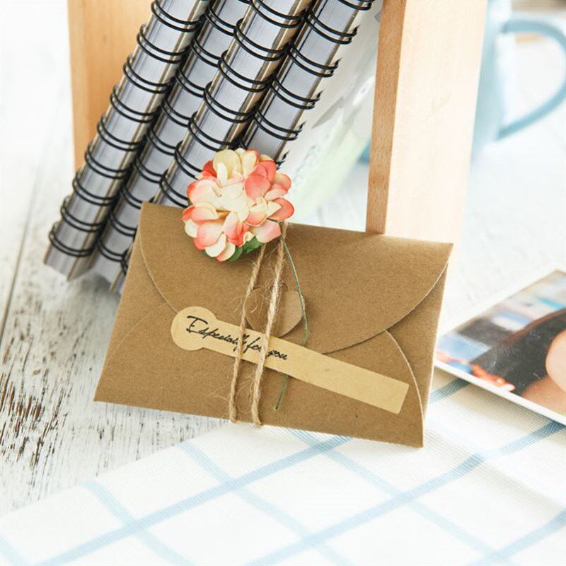 干花牛皮纸生日贺卡diy手写