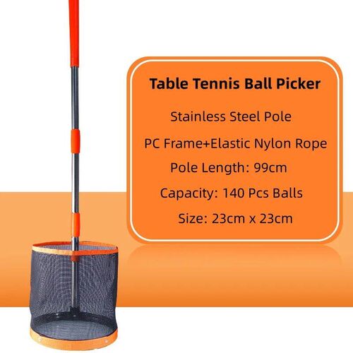 Huieson Table Tennis Ball Picker Bucket 23x23cm with 99cm De