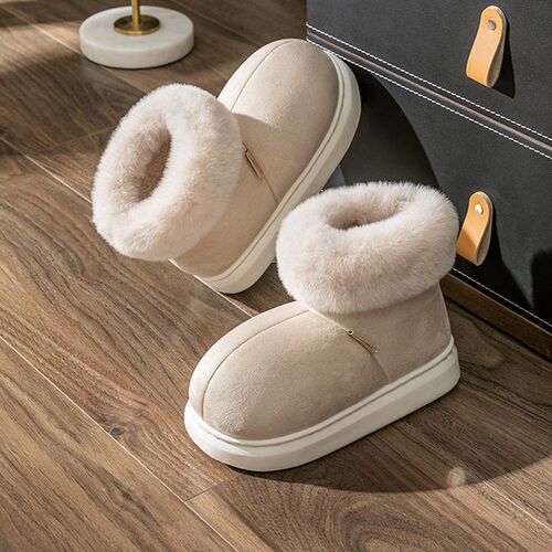 Thick-soled Cotton Slippers For Women With Fleece Indoor Hom