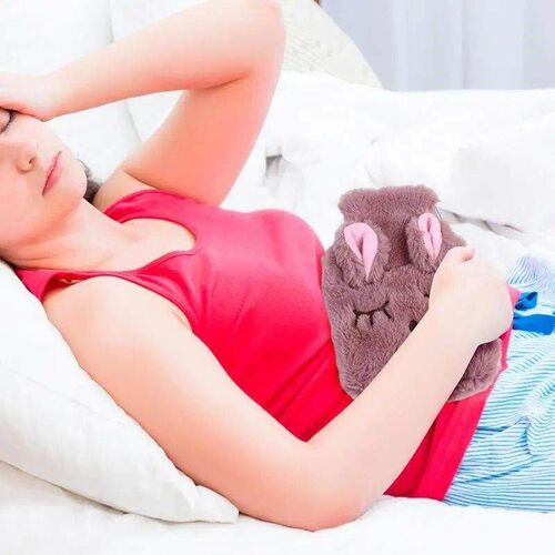 Cute Hot Water Bottle Bag For Girls Cartoon Plush Squinting.