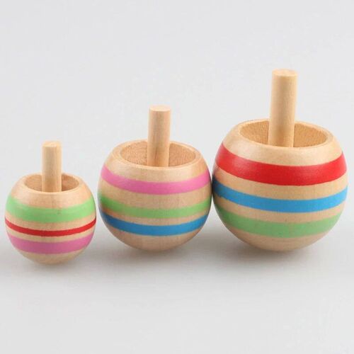 6Pcs Rotary Gyro Wooden Spinning Tops Magic Finger Gyro Inte