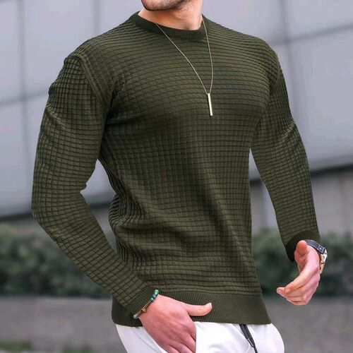 New Fashion Mens Casual Long sleeve Slim Fit Basic Knitted
