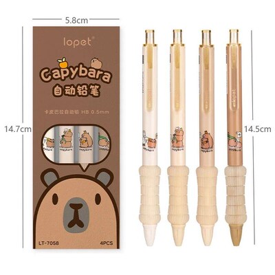 4 Pcs/Set Kawaii Capybara Automatic Pencil Cute 0.5mm Black