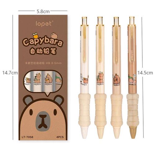 4 Pcs/Set Kawaii Capybara Automatic Pencil Cute 0.5mm Black