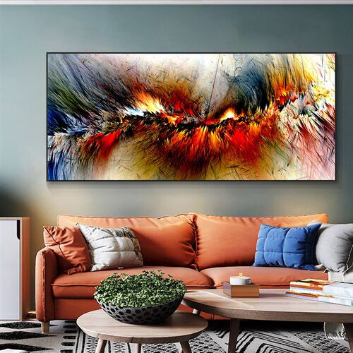 Grey Yellow Cloud Abstract Art Oil Painting Posters And Prin