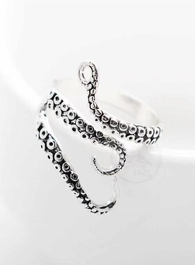 ( Titanium steel ring mens Retro Octopus claw ring titanium