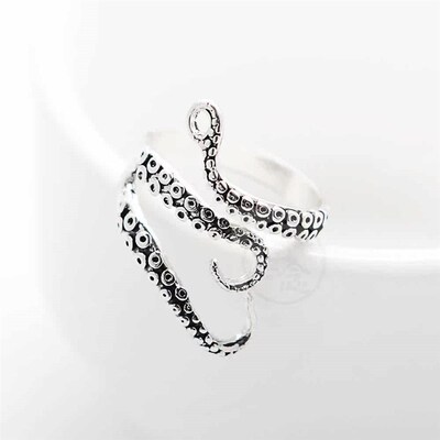 ( Titanium steel ring mens Retro Octopus claw ring titanium