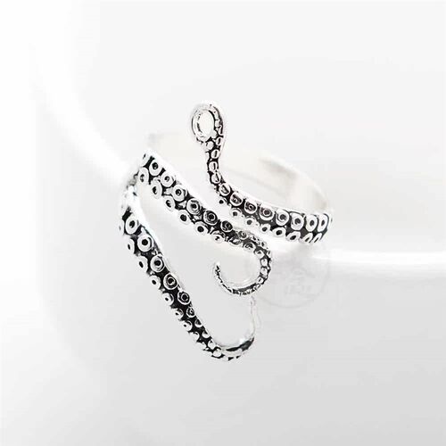 ( Titanium steel ring mens Retro Octopus claw ring titanium