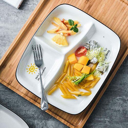 Ceramic plate black line tableware small sun dish fish plate