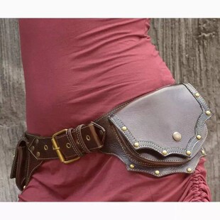 Sabuk Utilitas Kulit PU Steampunk Abad Pertengahan Tas Pangg