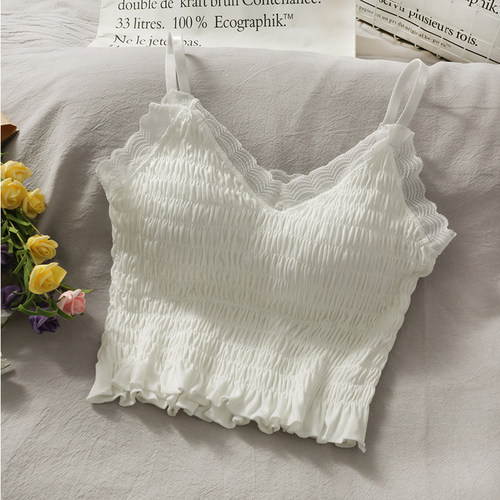Lace Slim Fit Crop Tops Off Shoulder Spaghetti Strap Tanke T