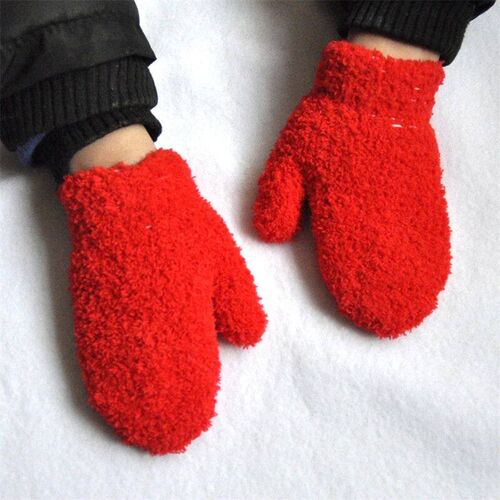 Warm Plush Thick Warm Baby Gloves Winter Plus Velvet Mittens