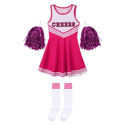 Girls Cheerleading Uniform Sleeveless Dance Costume Kids Che