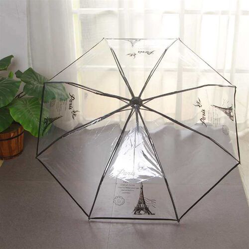 Full-automatic Trsparent Folding Umbrella Three-fold Self-op