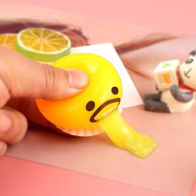 2 Pcs Squishy Puking Egg Yolk Stress Ball with Yellow Goop