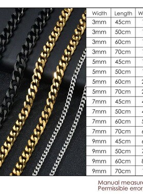 Hip Hop Width 3/5/7/9MM Cuban Link Stainless Steel Chains Ne