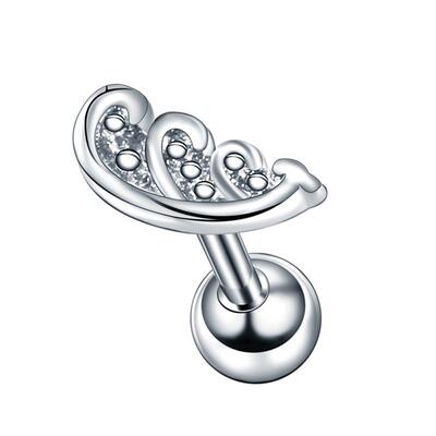 1PC Steel Ear Tragus Cartilage Piercing Crystal Flower Conch