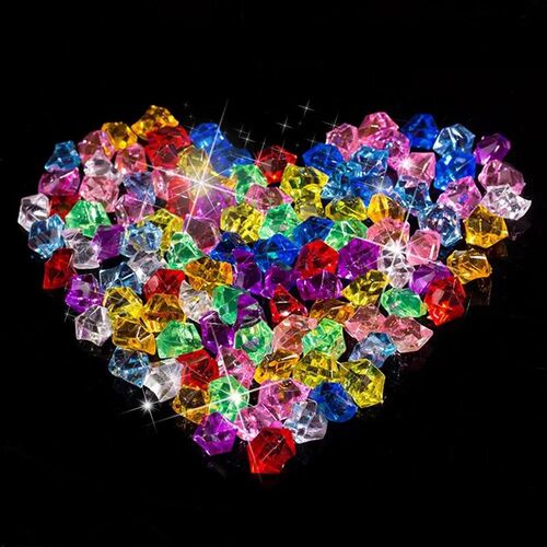 100PCS Plastic Gems Grains Colorful Small Stones Jewels Acry