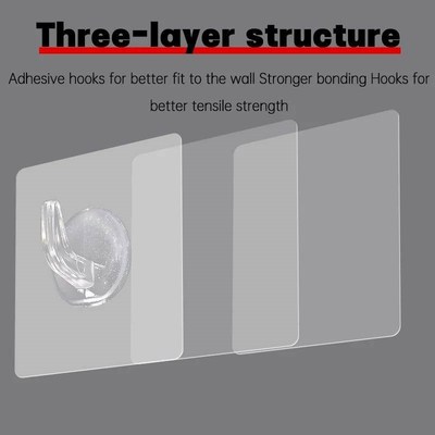 5-100pcs Transparent Self Adhesive Hook No Trace Sticky Hook