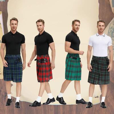 Men's Scottish plaid pleated skirt 男士苏格兰格纹百