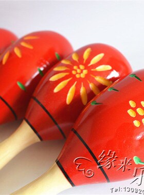 Adult Kids Wooden Engraved Flowered Maracas Shaker Percussio