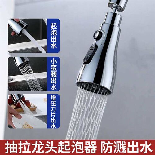 Kitchen universal faucet extender spout bubbler basin splash