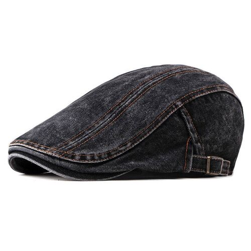 2020 four seasons Denim Solid Newsboy Caps Men Washed  Flat