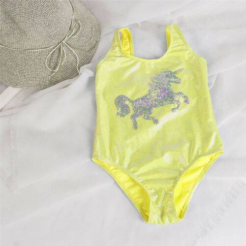 Summer Solid Shinning Children Baby Girls Kids One Piece Swi