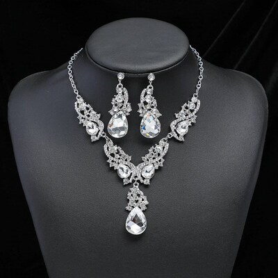 Bridal Necklace and Earrings Set Wedding + Banquet Jewelry