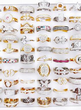 10Pcs/Lot rendy Luxury Stainless Steel Zircon Crystal Rings