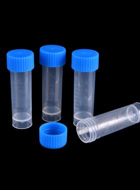50pcs X 5ml Chemistry Plastic Test Tubes Vials Seal Caps Pac