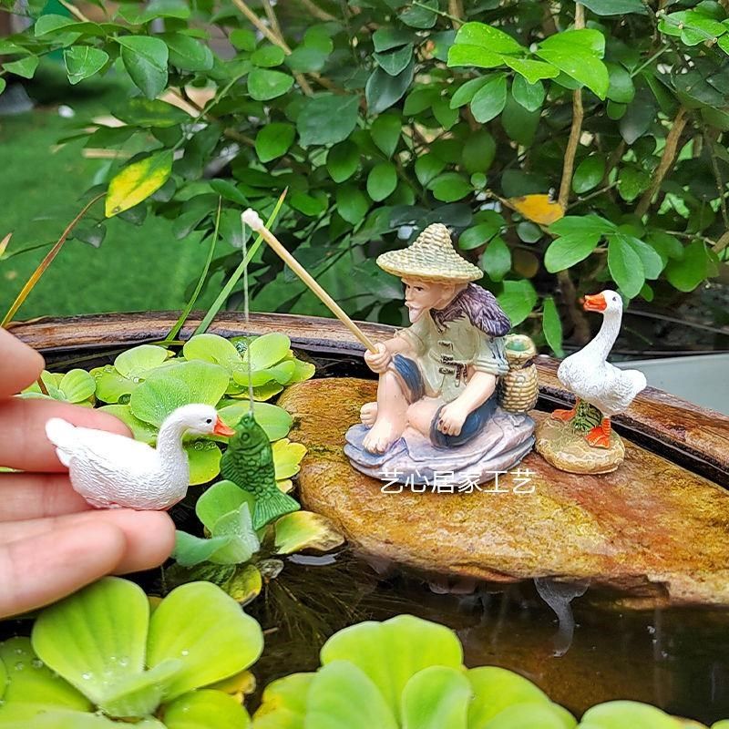 鱼池假山造景钓鱼翁老头鸭子吸水石盆景古法养鱼鱼缸装饰迷你摆件,家居饰品,户外/庭院摆件,淘宝优惠券,粉丝福利购,淘宝优惠卷