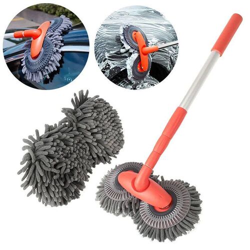 Car Washer Mop Foam Wash Brush Double Brush Head Roof Window