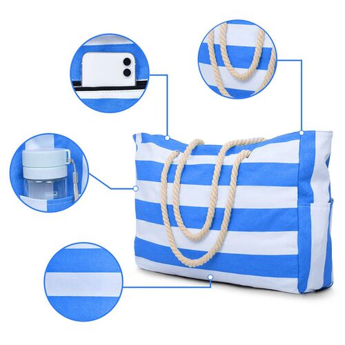 Striped zipper outer bag for outdoor travel and vacation, wa