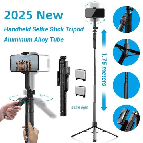 2025 New 1750mm Wireless Selfie Stick Tripod Stand Foldable