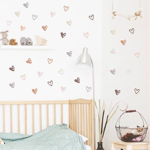 36pcs Heart Shape Trendy Boho Style Wall Stickers Bohemian W