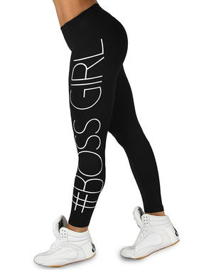 Women Black Trousers Lift Squat Print leggings Fashion High-