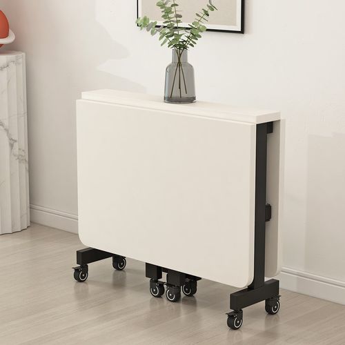 纯实木折叠餐桌家用小户型超薄多功能可移动伸缩长方形吃饭小桌子