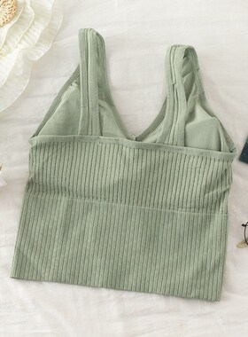 Women Sports Crop Tops Seamless Underwear Removable Padded C