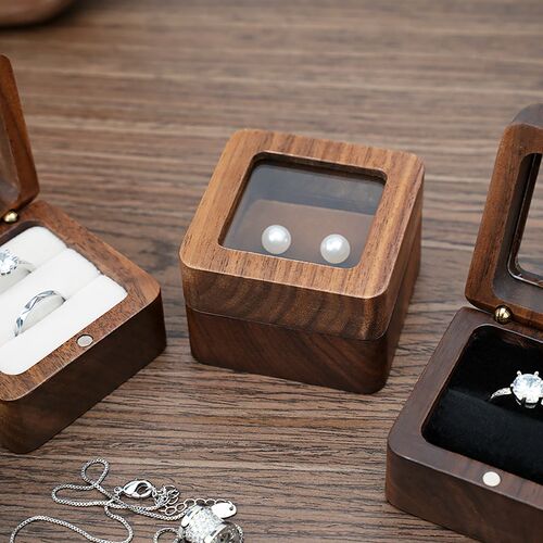 Vintage Wood Ring Holder Jewelry Box Organizer Marriage Wedd