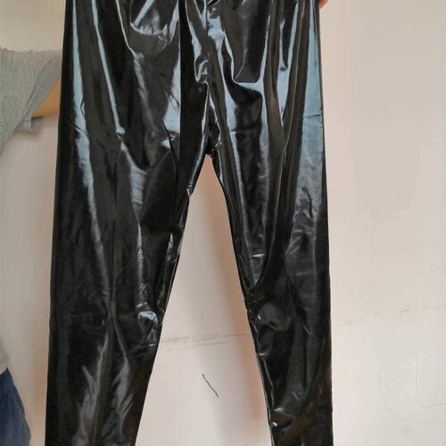 Men Summer New High Waist PU Leather Thin Pants Black Leggin