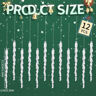 Glittering Ice Ornaments, 12 Acrylic Icicles Christmas Tree