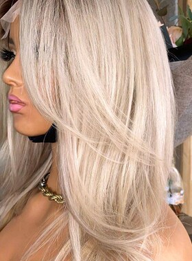 13x4 lace frontal human hair wigs highlight brown ombre ash