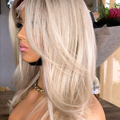 13x4 lace frontal human hair wigs highlight brown ombre ash