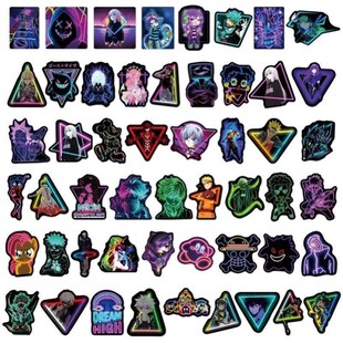 50PCS Cartoon Neon Light Graffiti Stickers Car Guitar Motorc