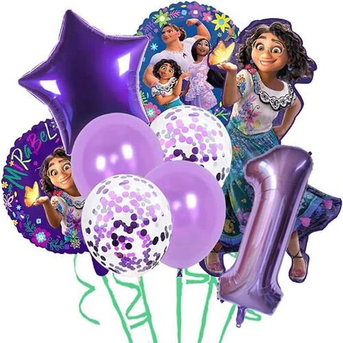 9pcs  Encanto Mirabel Party Balloons Set 32inch Purple Numbe