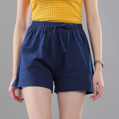 Women Shorts Summer 2022  Wide Leg Casual Solid Drawstring E
